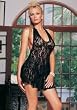 2Pc Halter Rose Lace Dress With G-String by Leg avenue
