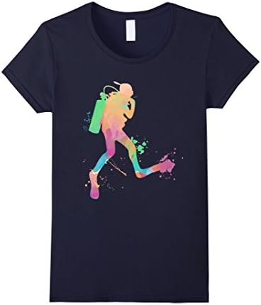 Women's Scuba Dive Diving Watercolor Men Women Boys Girls Gift Shirt XL Navy