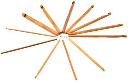 ePark Crochet Hooks Set 12 Pcs (3.00 mm to 10.00 mm) Bamboo Crochet Needles Knitting Tool