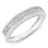 1/4 CT. T.W. Round Cut Diamond Mens Wedding Band 14K White Gold Wedding Ring - Free Gift Box -