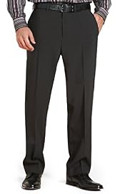 Straight Leg Flat Front Plain Trousers