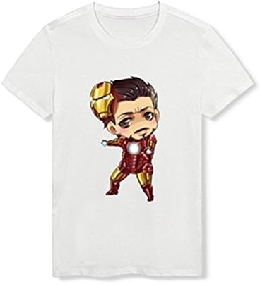 Zomarzz Men's Short Sleeve Casual T-Shirt White Cotton ( X-Large, Ironman)