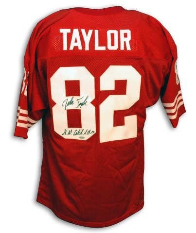 John Taylor San Francisco 49ers Autographed Throwback Red Jersey with GW Catch SB 23 Inscription