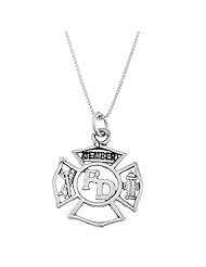 Sterling Silver One Sided Fire Department Member Necklace