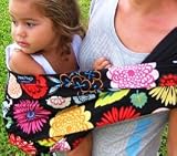100% Cotton Reversible Baby Sling with Leg Rest Cushion, Medium, Black Retro Floral Design