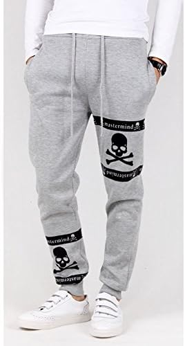 Wiboy Men's Skull Thincken Sports Jogging Running Pant Grey L