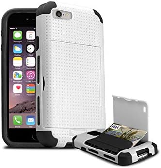 iPhone 6s Plus Case, Smuggler Pocket Stash Case WHITE for iPhone 6s Plus and iPhone 6 Plus with Dual Layer and TPU Shock Absorb Designed Cushion and Wallet Stand with Pocket