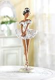 BALLERINA FIGURINE DECORATIVE WHITE TUTU BALLET FIGURE