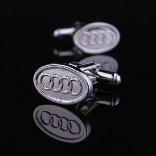 abanyan Car Logo Cufflinks (Sliver Audi Automotive Car Cuff Links)