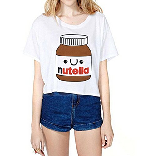 Uideazone Teen Girls Crop Top Women Slim Tees Short Sleeve T-Shirt One Size