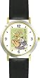 China Giant Panda or Panda Bear Animal - WATCHBUDDY&reg; DELUXE TWO-TONE THEME WATCH - Arabic Numbers - Black Leather Strap-Children's Size-Small ( Boy's Size & Girl's Size )
