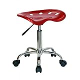Flash Furniture Vibrant Wine Red Tractor Seat and Chrome Stool