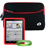 Apple Ipad Tablet Carrying Case Scratch Resistant Neoprene Sleeve with Attached Pocket for ipad Accessories ( ipad Tablet 3G , ipad Tablet wifi , ipad Tablet wifi + 3G, 16gb, 32 gb , 64gb ) ** BLACK - RED ** + ** RED ** iPad Silicone Skin + Vangoddy Live * Laugh * Love Wrist band