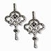 Fleur-de-lis Silver Sapphire Natural Seed Pearl Earrings - by Dahlia Vintage Jewelry Collection