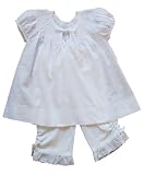 Infant Baby Girl Swiss Dot Swing Set . Top & pants. White.