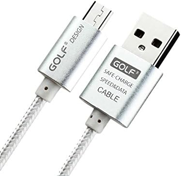 Lxyus 6.6ft / 2m Nylon Braided Micro USB Cable with Aluminum Connectors Hi-speed USB 2.0 A Male to Micro B Sync &amp; Charging Cable for Samsung, Android Smartphones, MP3 Players (Silver)