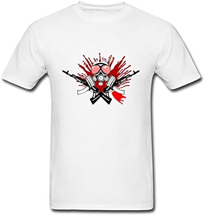 Malcobess Men's Gas Mask Gun And Blood Short Sleeve T shirt XL