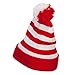 Striped Pom Pom Cuff Long Beanie