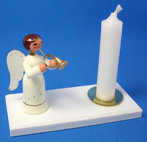 Dregano White Angel Candleholder Brass Horn Made in Germany
