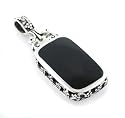 Sterling Silver Reversible Black Onyx MOP Slide Pendant