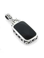 Black Onyx and Turquoise Reversible Sterling Silver Slide Pendant