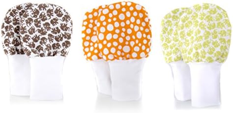 No Scratch Stay On Baby Mittens Set of 3 - Elephants and Blue Dots (6-12m)
