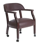 Tecno Seating 910OBUR Traditional Captains Chair with Casters in Burgundy