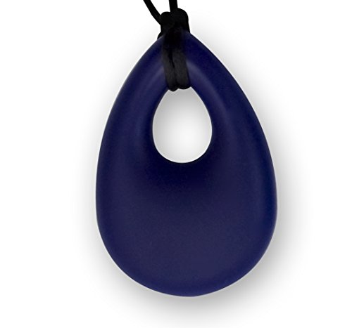 Chewable Silicone Droplet Pendant Necklace (Autism/sensory/teething/SPD) Nontoxic - BPA and Phthalate Free (Navy)