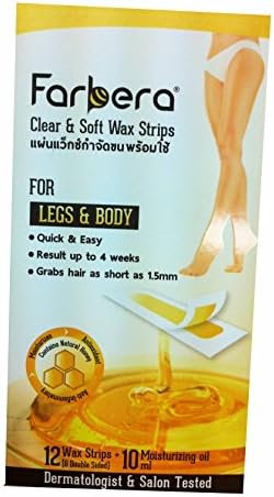 2 Packs of Farbera Clear &amp; Soft Wax Strips, for Legs and Body (Dermatologist &amp; Salon Tested) (12 Wax Strips + 10 Moisturizing Oil / Pack)