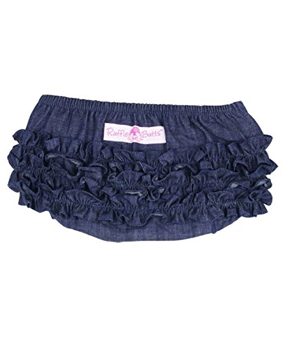 RuffleButts® Infant / Toddler Girls Denim Ruffled Diaper Cover