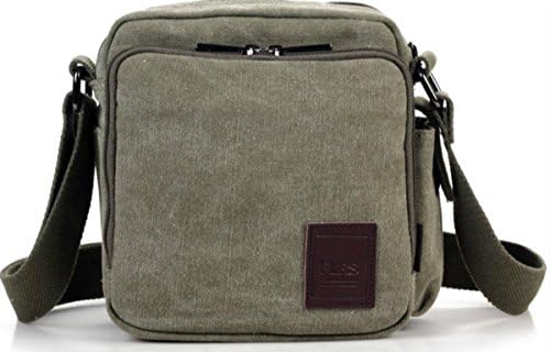 Xiebag Men's Multi-use Canvas Zipper Weekend Leisure School Messenger Shoulder Crossbody Bag Army Green