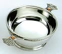Topaz w/ Celtic Weave Handle English Pewter Quaich Bowl