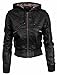 NE PEOPLE Women's Premium Fitted faux leather Zip Up Moto Jacket