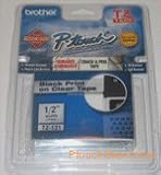 Laminated Tape Cartridge, For TZ Models, 1/2", Black/Clear
