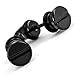 Cool Stainless Steel Men's Stud Screw Black Earrings for men, 7mm Diameter (with Branded Gift Box)