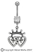 TATTOO DOUBLE HEART CROWN NAVEL RING