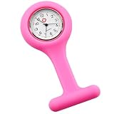 Concept4u - PINK Flexi Smooth Touch Silicone Rubber Quartz BATTERY Professional Nurse Nurses Pin On Brooch Fob Watch With Infection Control 65 x 30mm