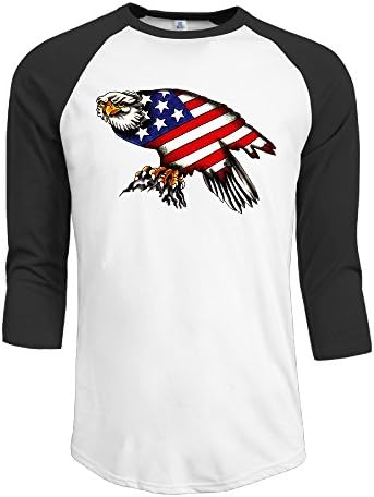 Men's Crazy Cool American Eagle American Flag Designs Plain Raglan T Shirt 3/4 Sleeve