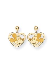Disneys Mickey Mouse Heart Post Earrings in 14 Karat Gold