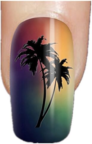 Special Design Plastic Nail Decals With Lovely Designed Ocean Palm Trees Pattern 20 PCS