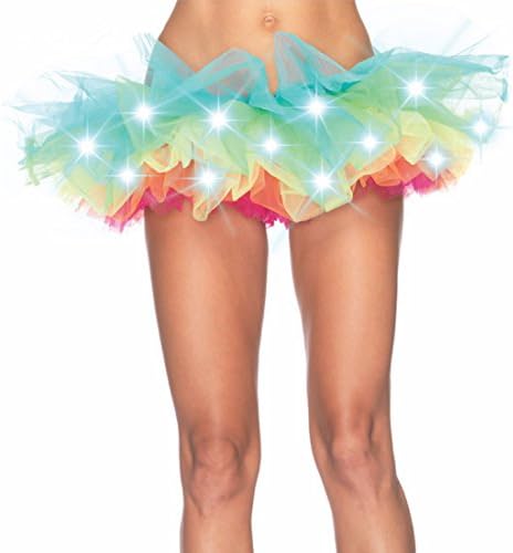 DONNAFULLIA Womens Sexy Led Light Up Rainbow Neon Tutu (Free Size,Colorful)