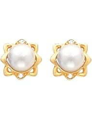 Pair of 14K Yellow Gold White Akoya Cultured Pearl and Diamond Earrings -- LIFETIME WARRANTY