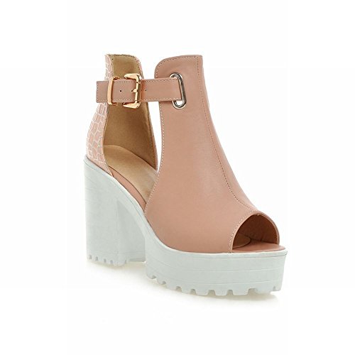 Show Shine Women's Fashion Buckle Platform High Chunky Heel Peep Toe Sandals