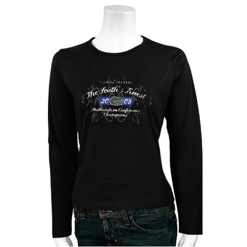 Buy Florida Gators 2008 SEC Football Champions Ladies Black South's Finest Fitted Long Sleeve T-shirt by Football Fanatics