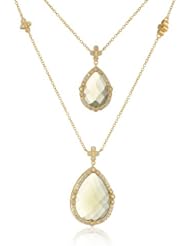 Freida Rothman Belargo Jewelry Double Teardrop Olive Cubic Zirconia Pendant Necklace, 18"