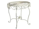 Oval Ring Side Table Distressed Cream Finish Iron Dimensions 21 1/2 X 18 X 20