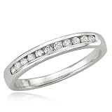 14K White Gold Round Diamond Anniversary Wedding Band Stackable Ring 1/5 CT (0.20 CT, H-I Color, I1-I2 Clarity)