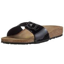 Birkenstock MADRID BF 40303, Sandalen/Fashion-Sandalen, schwarz, (SCHWARZ LACK), EU 35, schmales Fussbett