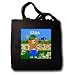 Decorative Bear Wearing Overalls with the name Ezra - Black Tote Bag 14w X 14h X 3d