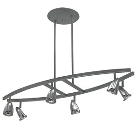 Rocket - 6 Light Track Spot Mini Pendant Lighting Fixture - Brushed Nickel - B4571 by Artcraft